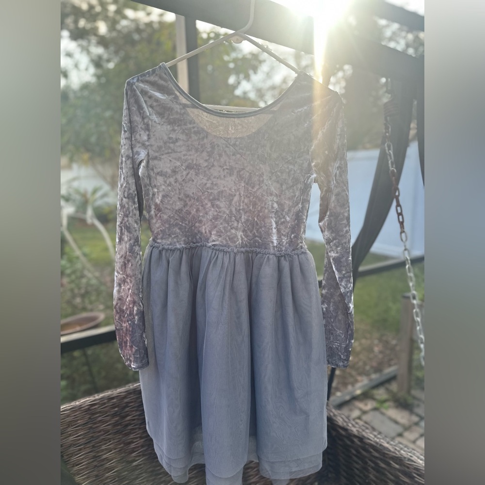 Cat & Jack Velvet and Tulle Dress - Silver and Gray